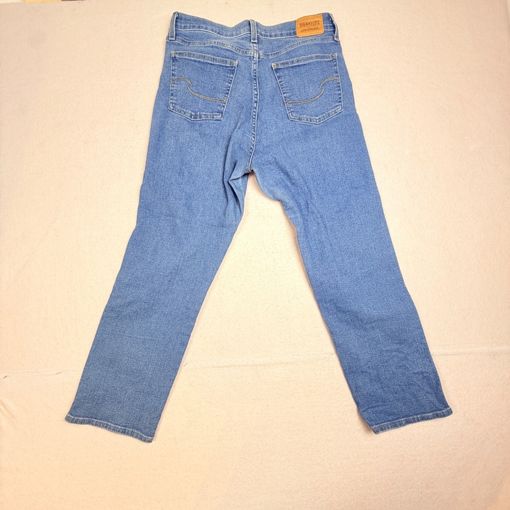 Signature by Levi Strauss Heritage High Rise Straight Distressed Jeans Blue 10 - Picture 7 of 11